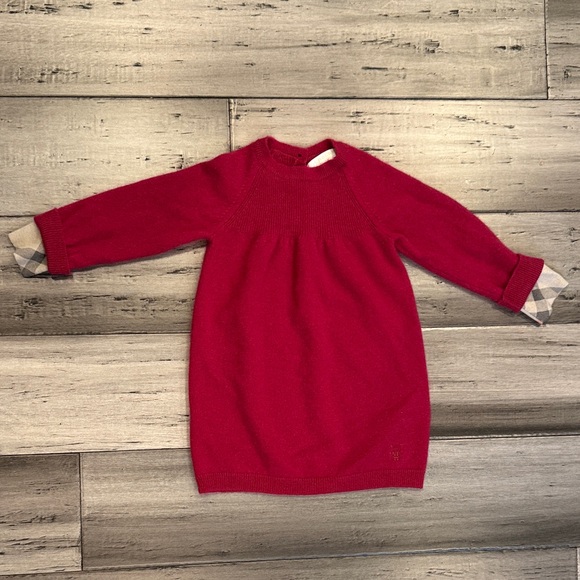 Burberry Kids Red Knit Long-Sleeve Dress - Picture 3 of 12